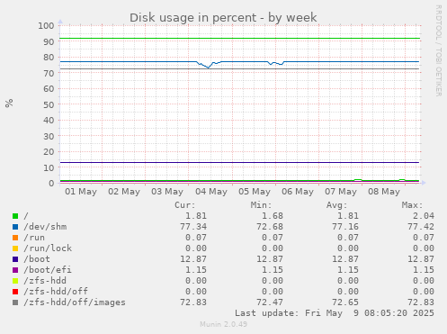 Disk usage in percent